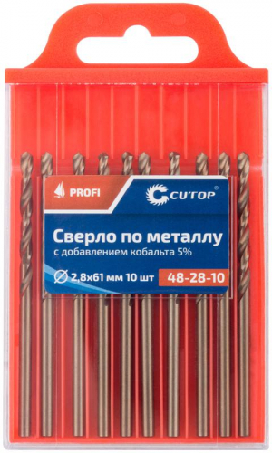 Сверло по металлу ПРОФИ/Profi 2.8х61мм с кобальтом 5% (уп.10шт) Cutop 48-28-10 фото 3 Сверло по металлу ПРОФИ/Profi 2.8х61мм с кобальтом 5% (уп.10шт) Cutop 48-28-10 фото 3