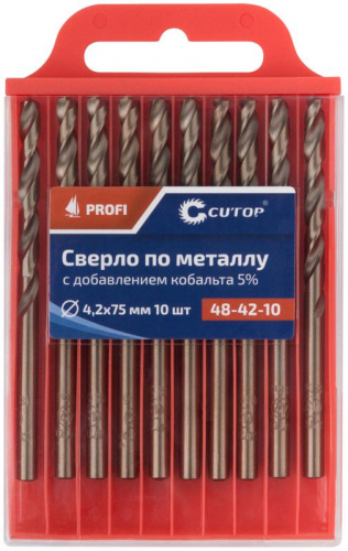 Набор сверл по металлу ПРОФИ/Profi 4.2х75мм с кобальтом 5% (уп.10шт) Cutop 48-42-10 фото 3