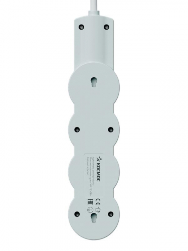 Удлинитель 3х1.5м с заземл. 10А IP20 USB 2800Вт 220В ПВС 3х1 с выкл. бел. КОСМОС YKsm1.5m3g-Z-VU10А-W фото 7