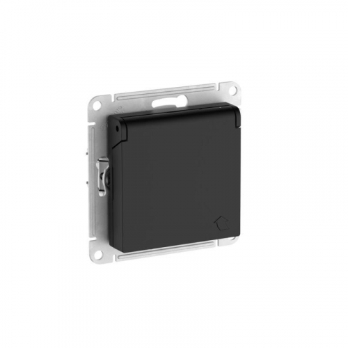 Розетка AtlasDesign 16А IP20 с заземл. защ. шторки с крышкой быстрозажим. клем. механизм карбон SE ATN001046S фото 5