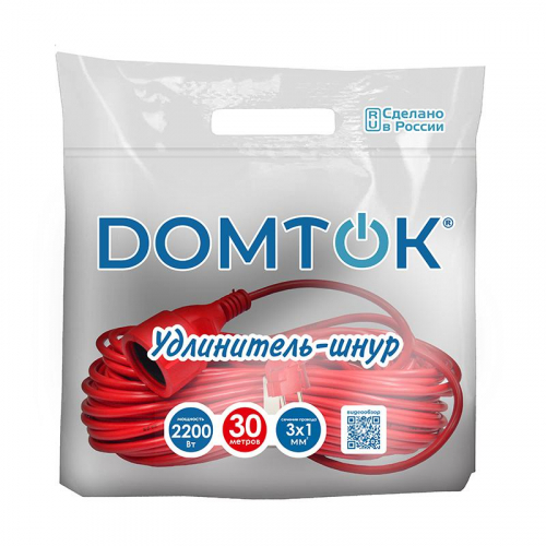 Удлинитель-шнур 1х30м с заземл. 10А IP20 2.2кВт ПВС 3х1 DOMTOK 2494 фото 2