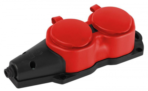Колодка 2-м с заземл. 16A IP44 KX-2e-RED-IP44 каучук. красн. Эра Б0068443