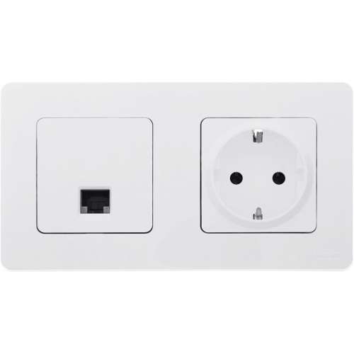 Розетка компьютерная СП Inspiria RJ45 кат.5E UTP IP20 бел. IEK 673825 фото 2