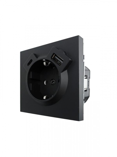 Розетка 1-мест. с/з Type-C+USB разъем СП ZIMA IP20 черн. бархат LEZARD 704-4288-181TC фото 5