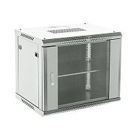 Шкаф телекоммуникационный настенный 19дюйм 9U 600х450х501 дверь стекло стенка задняя боковые съемные стенки разборный сер. RAL7035 Rexant 04-0964-111