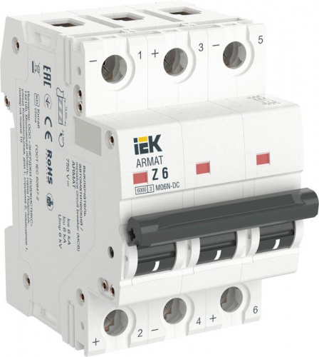 Выключатель автоматический модульный 3п Z 5А M06N-DC ARMAT IEK AR-M06N-3-Z005DC