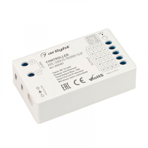 Контроллер ARL-SIRIUS-RGBW-SUF (12-24В 4х4А 2.4G) (IP20 пластик) Arlight 032351 Контроллер ARL-SIRIUS-RGBW-SUF (12-24В 4х4А 2.4G) (IP20 пластик) Arlight 032351