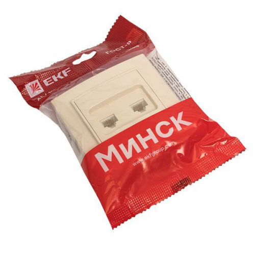 Розетка компьютерная 2-м СП Минск RJ45 беж. EKF ERK02-035-20 фото 2