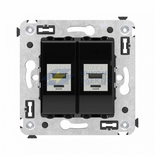 Механизм розетки компьютерной 2-м СП Avanti &amp;amp;quot;Черный квадрат&amp;amp;quot; RJ45 кат.6 экранир. DKC 4402794