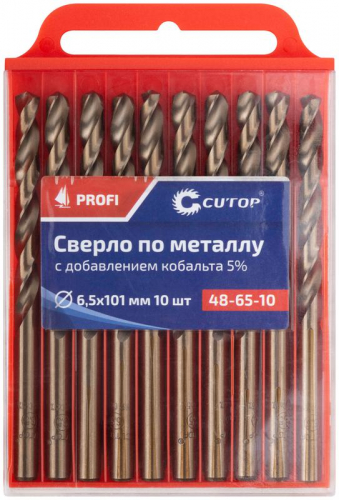 Набор сверл по металлу ПРОФИ/Profi 6.5х101мм с кобальтом 5% (уп.10шт) Cutop 48-65-10 фото 3 Набор сверл по металлу ПРОФИ/Profi 6.5х101мм с кобальтом 5% (уп.10шт) Cutop 48-65-10 фото 3