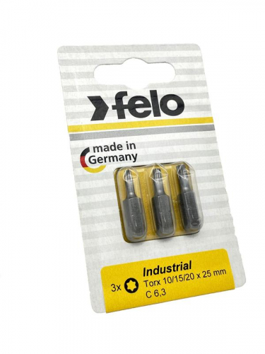 Бита TX10/TX15/TX20 25мм Industrial (блист.3шт) FELO 02693116 фото 2 Бита TX10/TX15/TX20 25мм Industrial (блист.3шт) FELO 02693116 фото 2