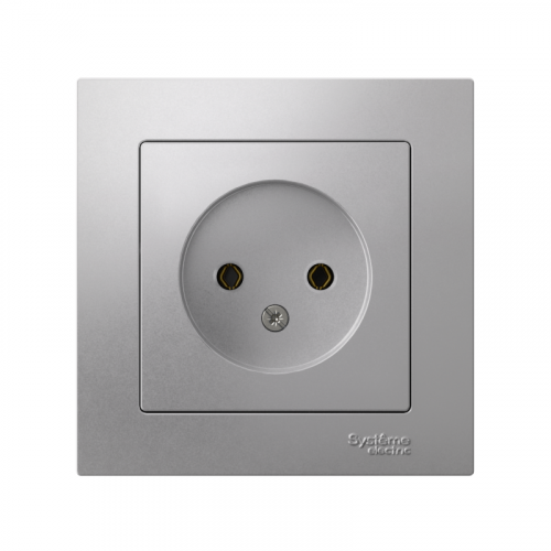 Розетка 1-м СП AtlasDesign 16А IP20 без заземл. в сборе алюм. SE ATN000340 фото 2