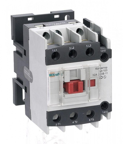 Контактор КМ-103 32А кат. 220В AC 1НО+1НЗ AC-3 DEKraft 22123DEK Контактор КМ-103 32А кат. 220В AC 1НО+1НЗ AC-3 DEKraft 22123DEK