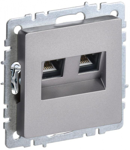 Розетка компьютерная двойн. СП RJ45 кат.6 BRITE РК11-2-БрС механизм сталь IEK BR-K20-2-K46