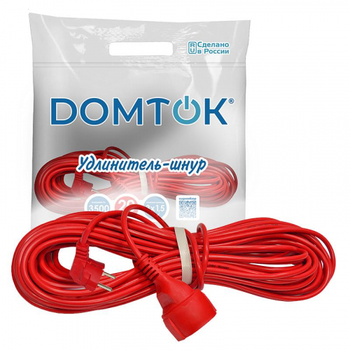 Удлинитель-шнур 1х20м с заземл. 16А IP20 3.5кВт ПВС 3х1.5 DOMTOK 2497 фото 3