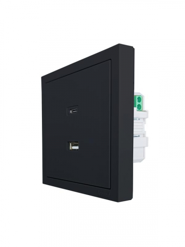 Розетка Type-C+ USB разъем СП ZIMA IP20 черн. бархат LEZARD 704-4288-192TC фото 5 Розетка Type-C+ USB разъем СП ZIMA IP20 черн. бархат LEZARD 704-4288-192TC фото 5