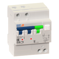 Выключатель автоматический дифференциального тока 2п C 16А 30mA тип A OptiDin VD63-22C16-A-ОМ4-РЕГ 10кА КЭАЗ 361294