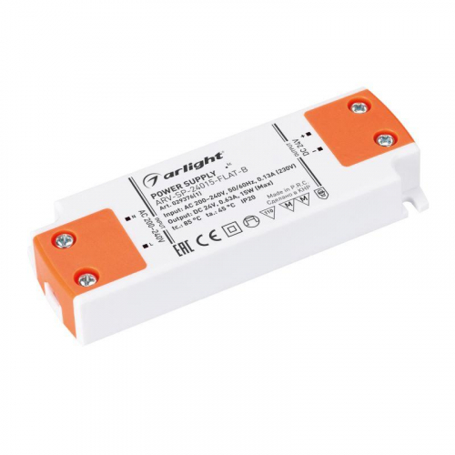 Блок питания ARV-SP-24015-FLAT-B (24В 0.63А 15Вт) IP20 пластик Arlight 029376(1) Блок питания ARV-SP-24015-FLAT-B (24В 0.63А 15Вт) IP20 пластик Arlight 029376(1)