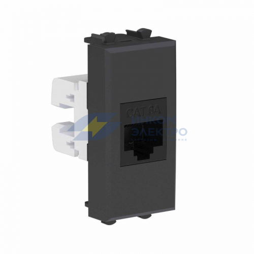 Розетка компьютерная 1мод. Avanti &amp;amp;quot;Черный матовый&amp;amp;quot; RJ45 кат.6A без шторок модульная механизм DKC 4412671 фото 2