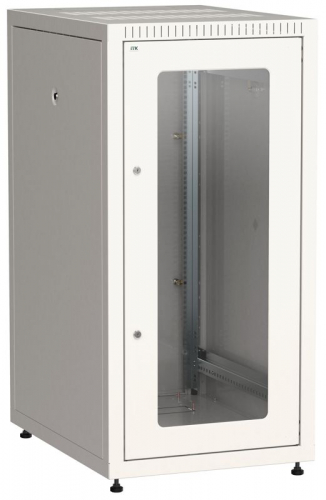 Шкаф сетевой LINEA E 18U 600х800мм стекл. передняя дверь задняя металлическая сер. ITK LE35-18U68-GM Шкаф сетевой LINEA E 18U 600х800мм стекл. передняя дверь задняя металлическая сер. ITK LE35-18U68-GM
