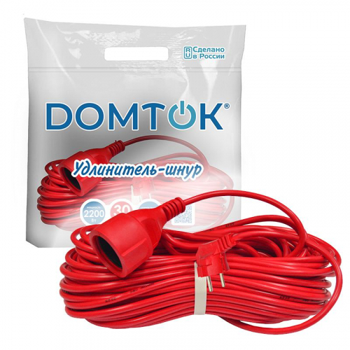 Удлинитель-шнур 1х30м с заземл. 10А IP20 2.2кВт ПВС 3х1 DOMTOK 2494 фото 3