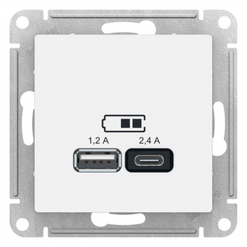 Розетка USB AtlasDesign тип A+C 5В/2.4А 2х5В/1.2А механизм лотос SE ATN001339 фото 3 Розетка USB AtlasDesign тип A+C 5В/2.4А 2х5В/1.2А механизм лотос SE ATN001339 фото 3