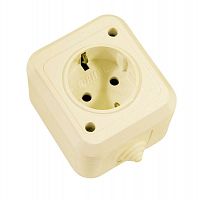 Розетка 1-м ОП 16А IP44 с заземл. п/герм. крем. Makel 18208