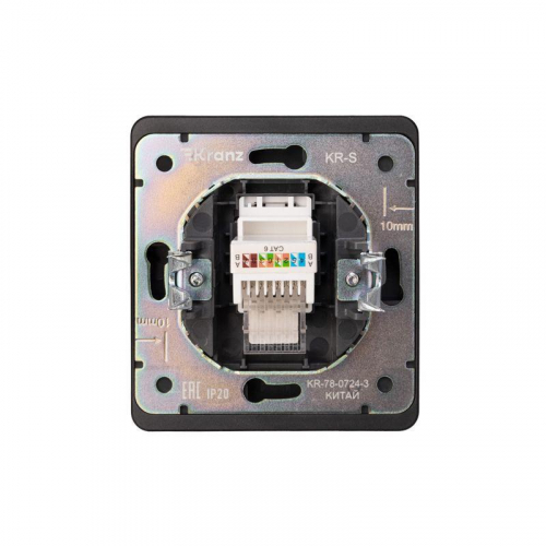 Розетка компьютерная СП ROUND MIELE RJ45 кат.6 оникс Kranz KR-78-0724-3 фото 3