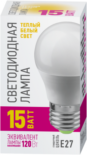 Лампа светодиодная 90 437 OLL-G45-15-230-2.7K-E27-PROMO 15Вт шар 2700К E27 220-240В ОНЛАЙТ 90437 фото 2