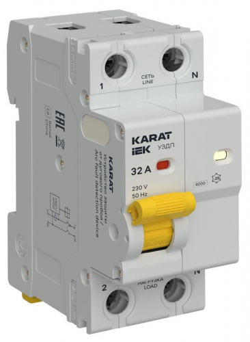 Устройство защиты от дугового пробоя (УЗДП) 1P+N 32А KARAT IEK KA-DP10-1-032 Устройство защиты от дугового пробоя (УЗДП) 1P+N 32А KARAT IEK KA-DP10-1-032