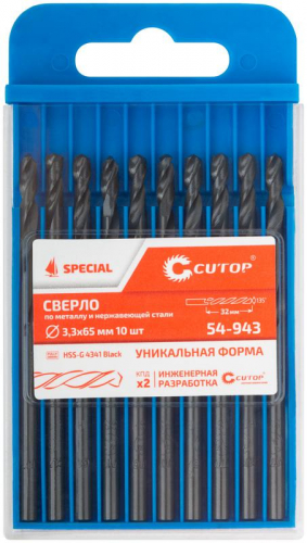 Сверло по металлу СПЕЦИАЛ/Special HSS-G 3.3х65/32мм (уп.10шт) Cutop 54-943 фото 3