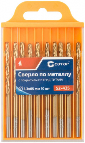 Сверло по металлу ПРОФИ/Profi 3.3х65мм с титан. покрытием (уп.10шт) Cutop 52-435 фото 3 Сверло по металлу ПРОФИ/Profi 3.3х65мм с титан. покрытием (уп.10шт) Cutop 52-435 фото 3