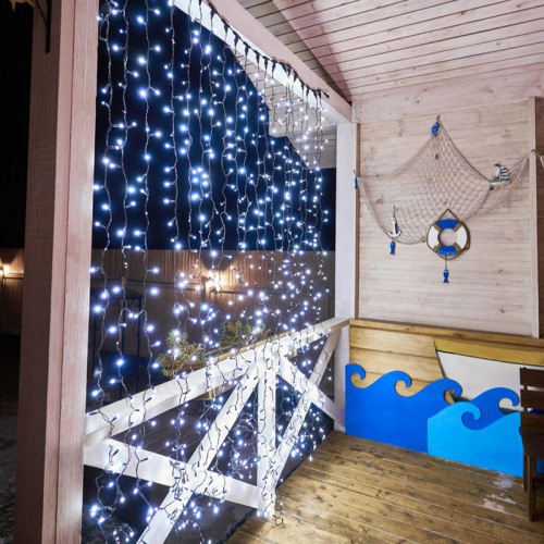 Гирлянда светодиодная "Светодиодный Дождь" 2х3м 760LED бел. 78Вт 230В IP65 постоян. свечение провод черн. Neon-Night 235-145 фото 2