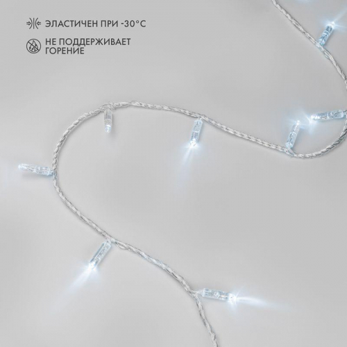 Гирлянда светодиодная "Нить" 10м 100LED бел. 8Вт 24В IP65 постоян. свечение провод ПВХ прозр. Neon-Night 305-155 фото 2 Гирлянда светодиодная "Нить" 10м 100LED бел. 8Вт 24В IP65 постоян. свечение провод ПВХ прозр. Neon-Night 305-155 фото 2