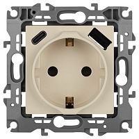 Розетка Эра12 12-4108-02 16А 250В 2P+E с USB type-A+C 5В-3А защ. шторки сл. кость Эра Б0067731