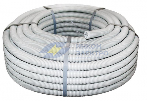 Труба гофрированная ПВХ d25мм с протяжкой сер. (уп.50м) Plast PROxima EKF tg-z-25 Труба гофрированная ПВХ d25мм с протяжкой сер. (уп.50м) Plast PROxima EKF tg-z-25