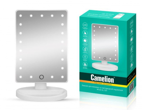 Зеркало M145-SL C01 с LED подсветкой 1x дневной свет 5Вт 4хLR6 бел. Camelion 14006 Зеркало M145-SL C01 с LED подсветкой 1x дневной свет 5Вт 4хLR6 бел. Camelion 14006
