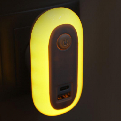 Светильник светодиодный ночник LED USB+TypeC 220В NL-267 Camelion 15384 фото 6 Светильник светодиодный ночник LED USB+TypeC 220В NL-267 Camelion 15384 фото 6