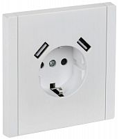 Розетка FORTE&PIANO 16А USB A+A 3.1А FP245 с заземл. защ.шторки винт. крепл. бел. IEK FP-R14-16-U21-D31-K01