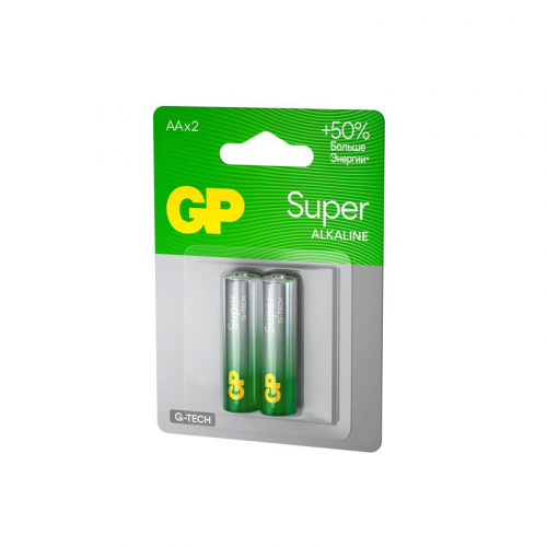 Элемент питания алкалиновый AA/LR6 1.5В Super Alkaline G-Tech 15AA21-2CRSBC2 20/160 (блист.2шт) GP 1223 фото 3 Элемент питания алкалиновый AA/LR6 1.5В Super Alkaline G-Tech 15AA21-2CRSBC2 20/160 (блист.2шт) GP 1223 фото 3