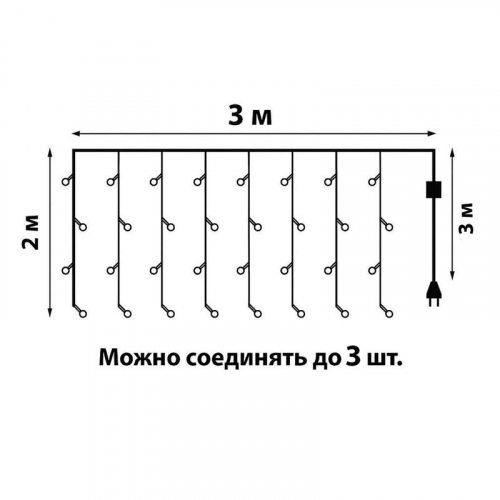 Гирлянда занавес светодиод. ULD-C3020-264/TTK MULTI IP44 с эффектом мерцания 3х2м 264 светодиода разноцвет. свет провод прозр. Uniel UL-00010917 фото 14
