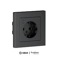 Розетка AtlasDesign Smart 16А L+N с заземл. защ. шторки Zigbee механизм карбон SE ATN001045Z