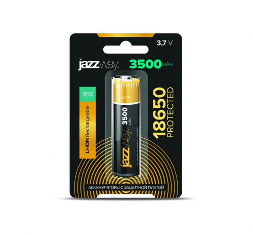 Аккумулятор 18650 3.7В Li-Ion 3500мА.ч с защитой (блист. 1шт) JazzWay 5059856 Аккумулятор 18650 3.7В Li-Ion 3500мА.ч с защитой (блист. 1шт) JazzWay 5059856