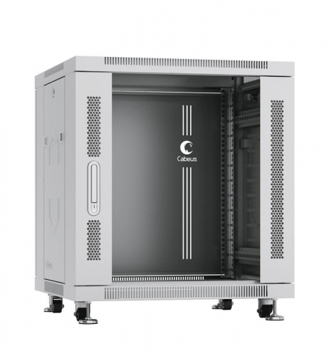 Шкаф монтажный телекоммуникационный напольный SH-05C-12U60/80 19дюйм для распред. и серверн. оборудования 12U 600х800х730мм передн. стеклян. и задн. сплошн. метал. двери ручка с замком сер. (RAL 7035) Cabeus 7646c Шкаф монтажный телекоммуникационный напольный SH-05C-12U60/80 19дюйм для распред. и серверн. оборудования 12U 600х800х730мм передн. стеклян. и задн. сплошн. метал. двери ручка с замком сер. (RAL 7035) Cabeus 7646c