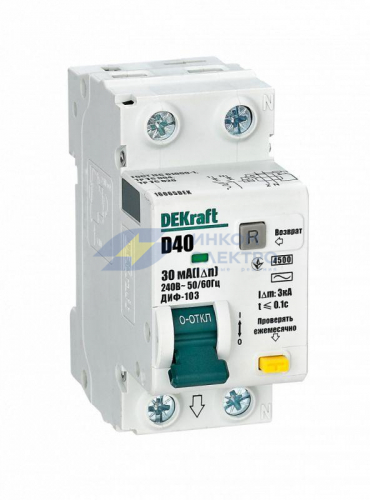 Выключатель автоматический дифференциального тока АВДТ 1Р+N 40А 30мА тип AC х-ка D ДИФ-103 4.5кА Sche 16065DEK