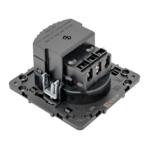 Розетка 1-м СП Стокгольм 16А USB A+C с заземл. защ. шторки винтов. клеммы механизм черн. EKF EZR16-2USB-typeA-typeC фото 7