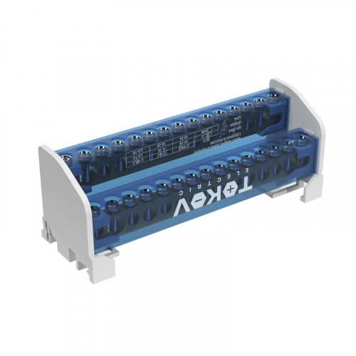 Шина на DIN-рейку в корпусе (кросс-модуль) 2 группы по 15 отверстий 125А TOKOV ELECTRIC TKE-DBTB-125-2-15/L+PEN фото 3