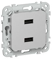 Розетка USB AA СП FLITE РЮ-2-ФлА 2.1А механизм алюм. IEK FI-U21-D31-K47
