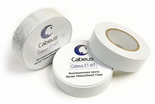 Лента изоляционная ET-WT 19ммх20мх0.13мм бел. Cabeus 7414с