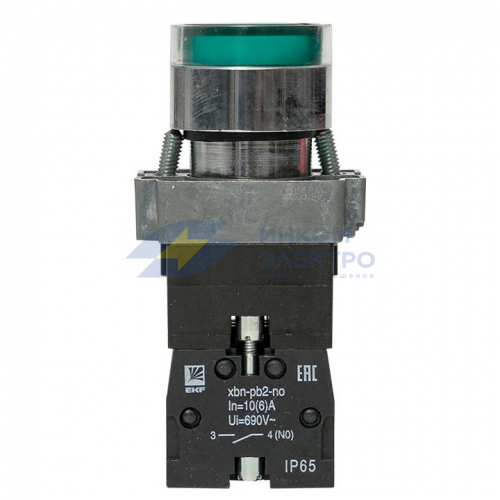 Кнопка BA31 с подстветкой 230В зел. NO IP65 PROxima EKF xb2-bw31-230-65 фото 3